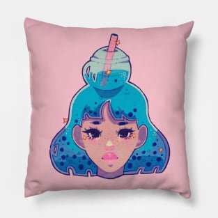 Boba Girl Blue Pillow