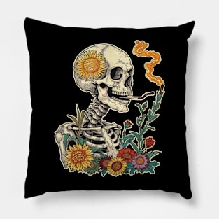 skeleton smoking chillin Pillow