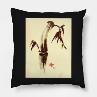 Here and Now - Zen dry brush painting of peace and joy Pillow