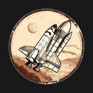 Distressed Vintage Illustration of a Space Rocketship T-Shirt