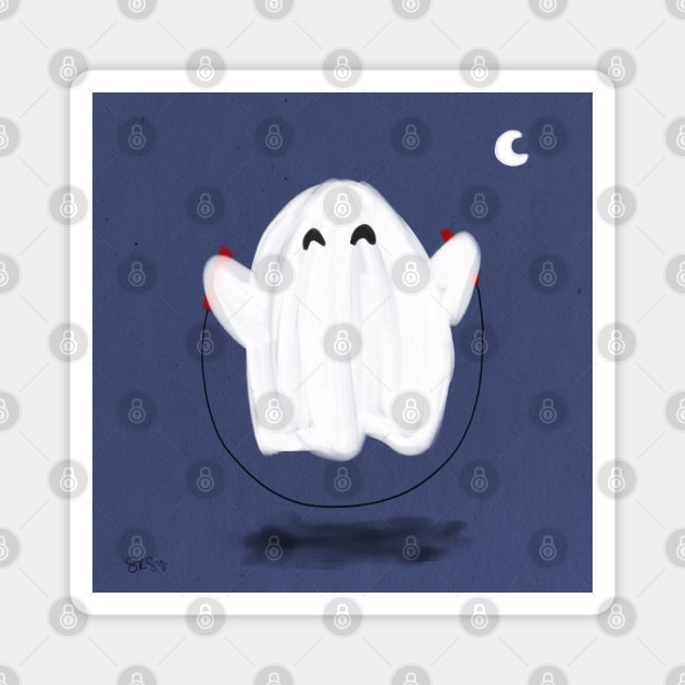 Happy Ghost Jumping Rope Magnet by SRSigs