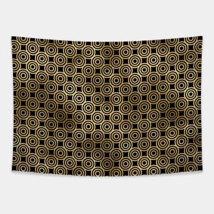 Circle Rings in Black and Gold Vintage Faux Foil Art Deco Vintage Foil Pattern Tapestry