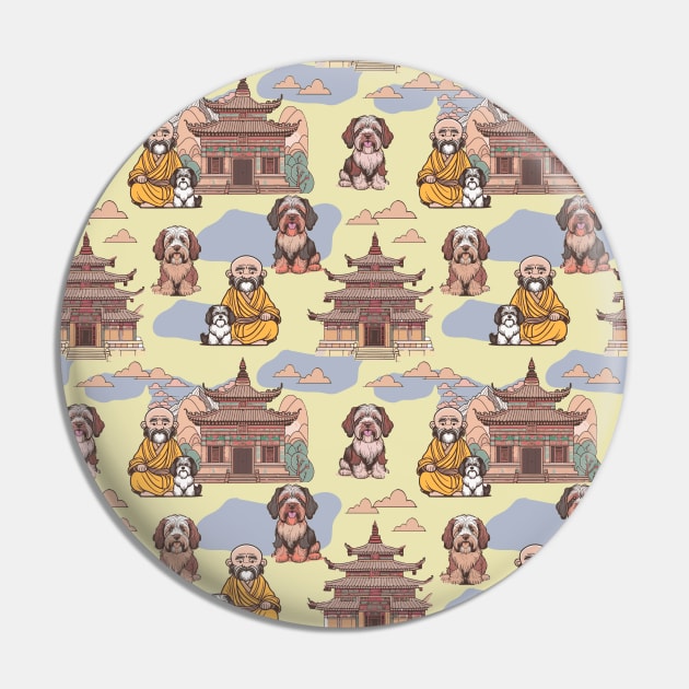 Tibetan terrier and monk Pin by Remotextiles