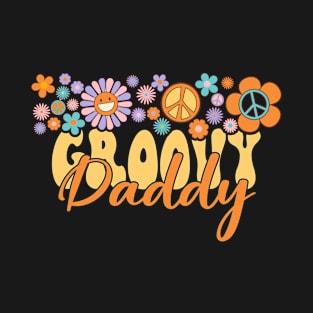 Retro Groovy Daddy Peace Love Matching Family Bday T-Shirt