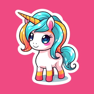 cute Kawaii Unicorn sticker T-Shirt