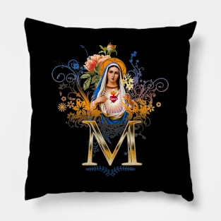 Immaculate Heart of Mary Blessed Mother Catholic Vintage Pillow