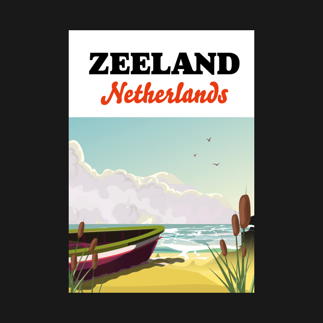 Zeeland Netherlands Rowing boat travel poster by nickemporium1