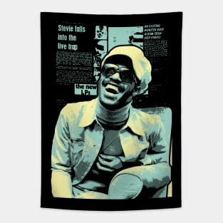 Newspaper Stevie Wonder Mint Tapestry