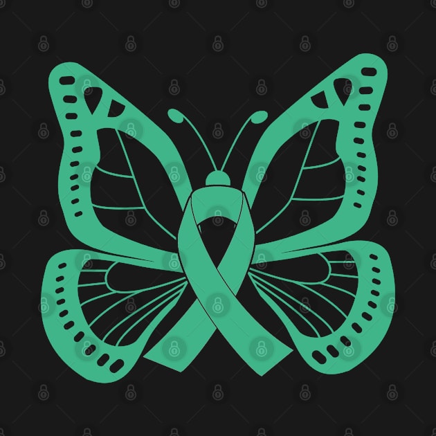 Sea Green Butterfly Awareness Ribbon by FanaticTee