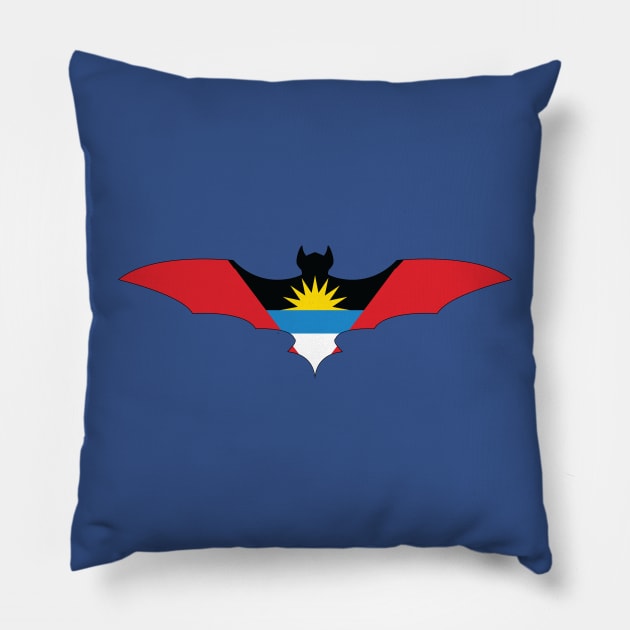 Antigua and Barbuda Bat Flag Pillow by Wickedcartoons