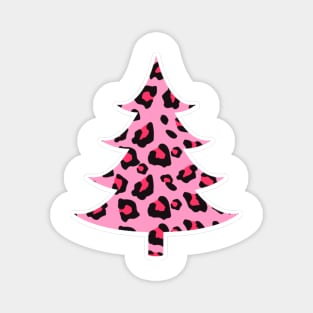 Pink Leopard Print Christmas Tree Magnet