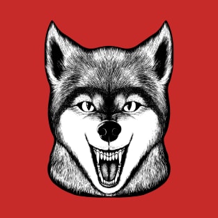 Snarling Wolf - Lined T-Shirt