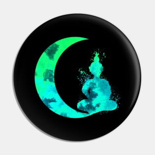 Turquoise Crescent Moon and Buddha Pin