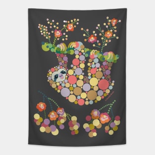 Pretty Sloth Animal Graphic Design Circles Dots Bubbles Tapestry