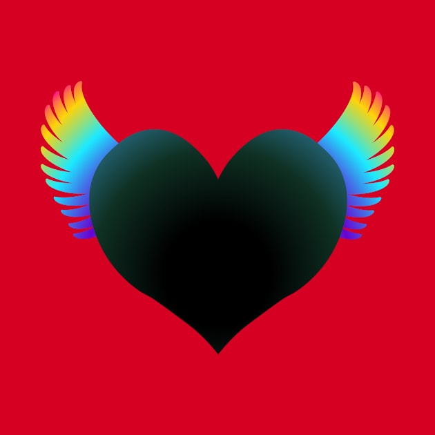 Black Heart on Rainbow Wings by RawSunArt