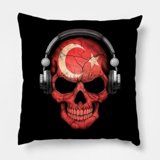 Dark Skull Deejay with Turkish Flag Pillow