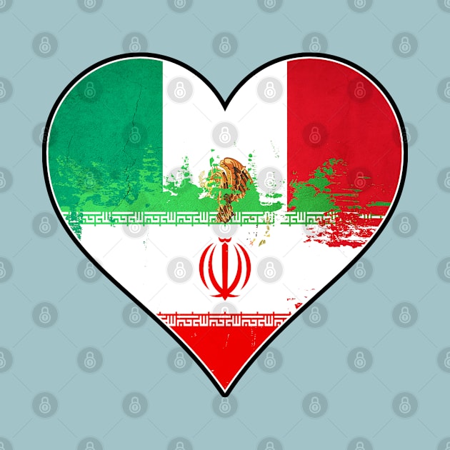 Mexican and Iranian Heart Mix Heritage Flag by Just Rep It!!