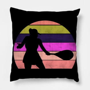 Retro Woman Tennis Pillow