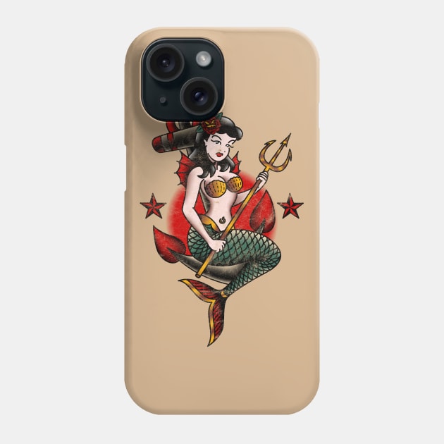 Distressed American Traditional Nautical Mermaid Phone Case by OldSalt