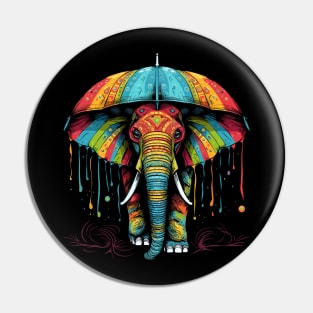 Elephant Rainy Day With Umbrella Pin