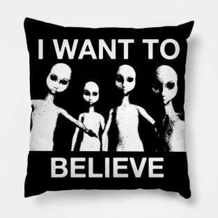 I Want To Believe... Classic Alien UFO X Tee Pillow