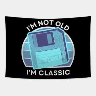 I'm not old, I'm Classic | Floppy | Retro Hardware | Vintage Sunset | '80s '90s Video Gaming Tapestry