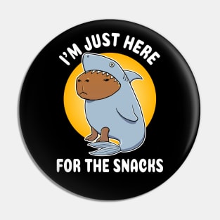 I'm just here for the snacks Capybara Shark Costume Pin