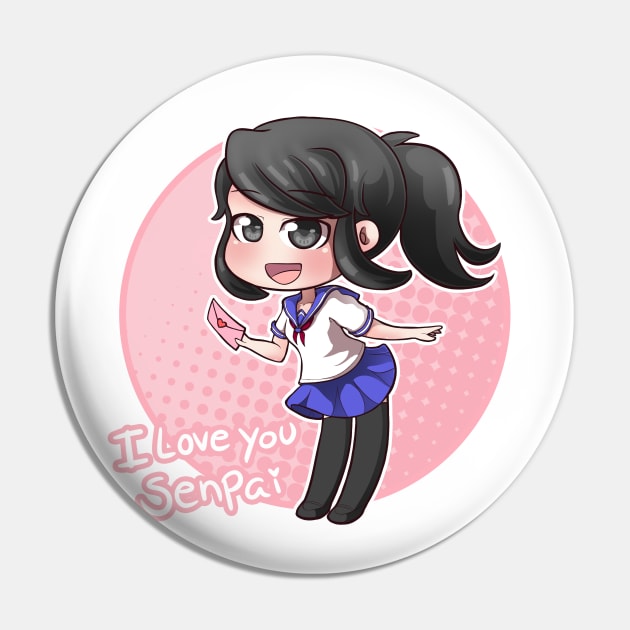 Ayano Aishi - Yandere Simulator Pink Pin by Miss_Akane