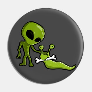 Green Alien with pet Pin