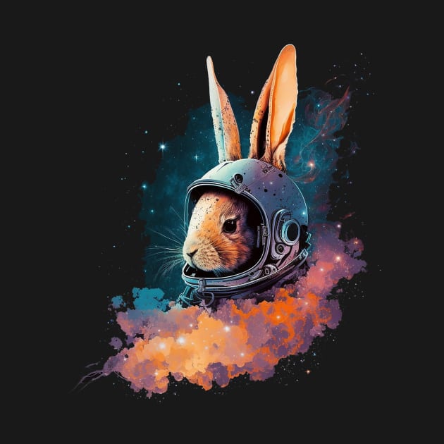 space bunny by a cat cooking