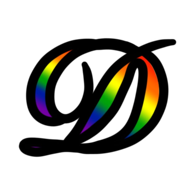 Rainbow Cursive Letter D by JennaBunnies