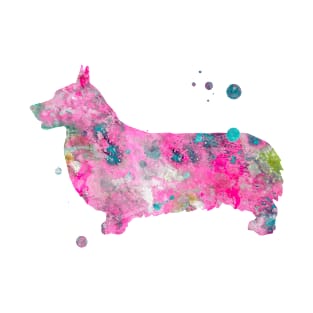 Pink Corgi Watercolor Painting T-Shirt