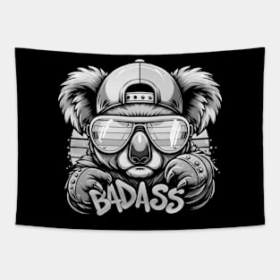 badass koala graffiti in black and white Tapestry