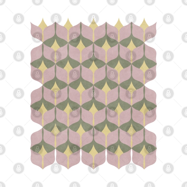 Geometric Pattern Pink Yellow Green by FAROSSTUDIO