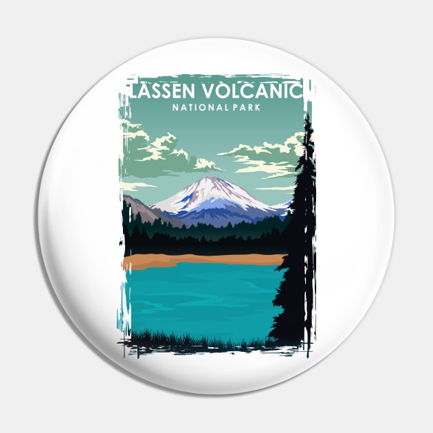 Lassen Volcanic National Park Travel Poster Pin by jornvanhezik