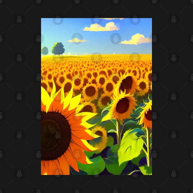 STYLISH SIMPLE SUNFLOWER FIELD WITH PALE BLUE SKY by sailorsam1805