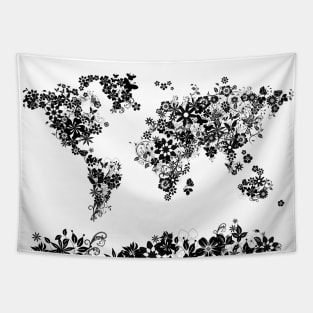 world map floral Tapestry