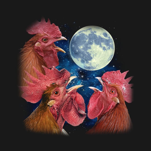 Cluck Couture Chicken The Moon, Tee Triumph for Poultry Admirers by Kevin Jones Art