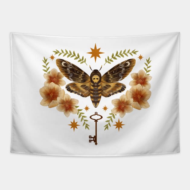 Mystic Folk Hawkmoth - Ivory Tapestry by catherold