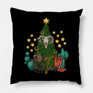 Cowboy christmas tree Pillow