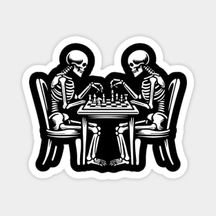 skeletons play chess Magnet