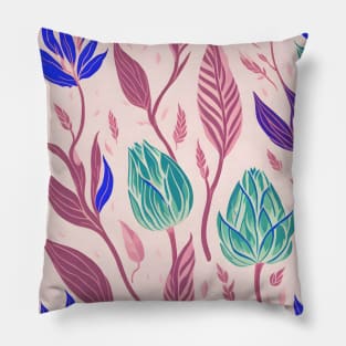 pink pastel tulip pattern Pillow