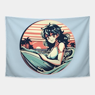 Retro Pale Surfer Girl Tapestry