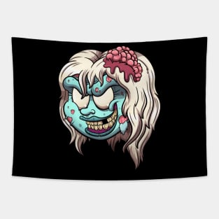 Girl Zombie Head Tapestry