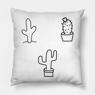 Cactus doodle 3 pack - black and white Pillow