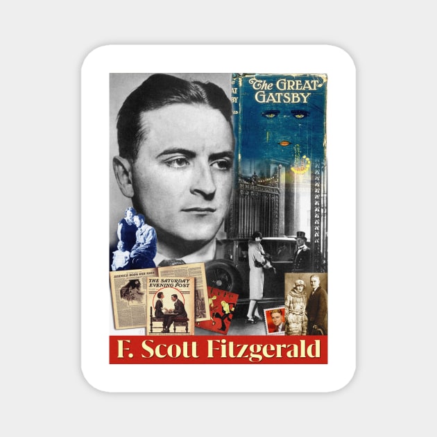 F. Scott Fitzgerald Collage Portrait Magnet by Dez53