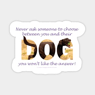 Never ask someone to choose between you and their dog you won't like the answer - chocolate labrador oil painting word art Magnet