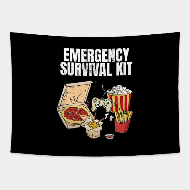 Funny Modern Emergency Survival Kit Tapestry by SzarlottaDesigns