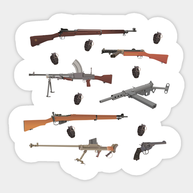 British WW2 Weapons Weapon Sticker TeePublic