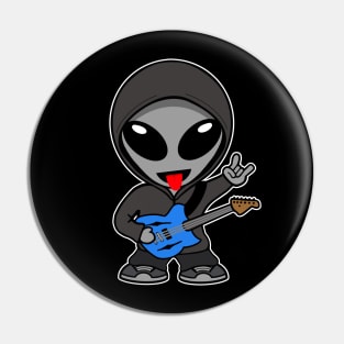 Rock On Gray Space Alien Playing Electric Guitar Pin